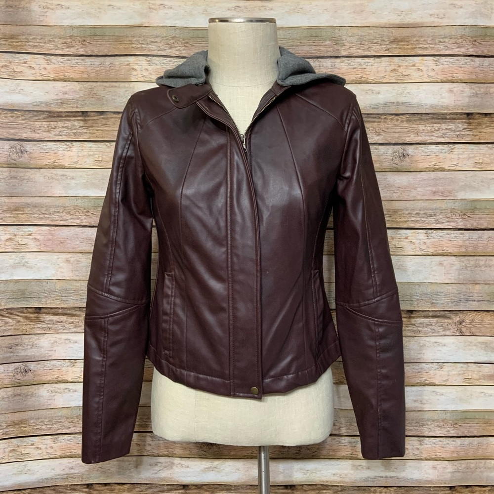 Jack Faux Leather Hooded Jacket